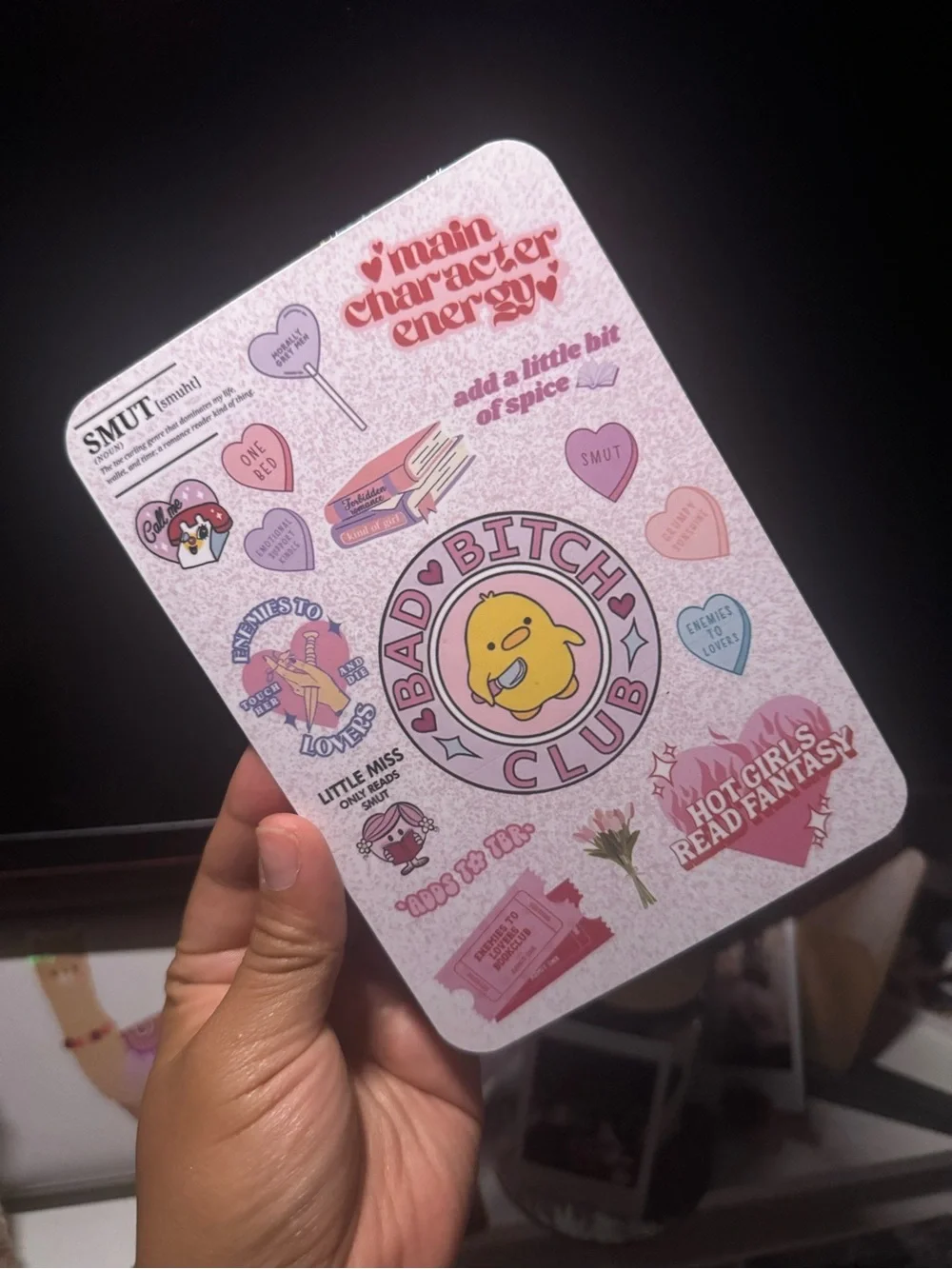 Pink Decorative Tablet Case with 'Bad B**** Club' Design